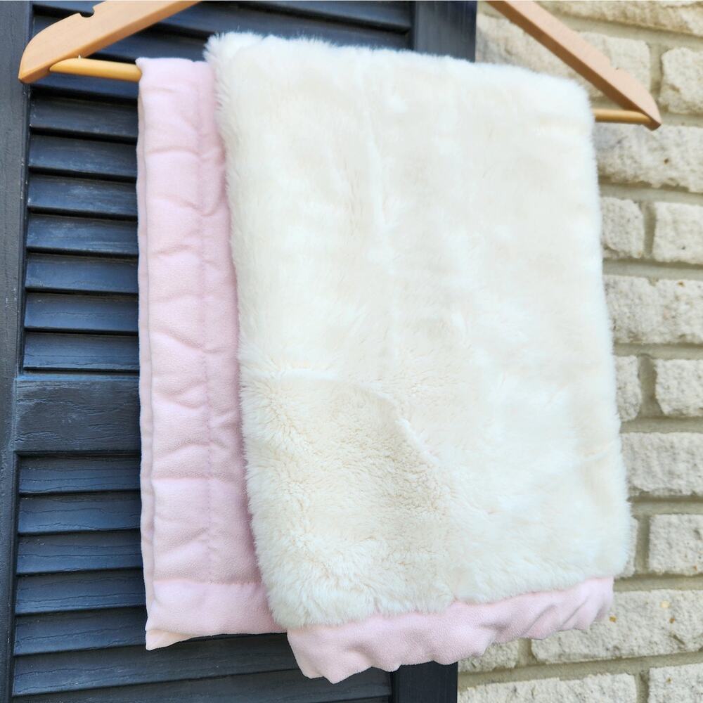 The Children's Place TCP Baby Luxuries Blanket Faux Fur Suede Pink White